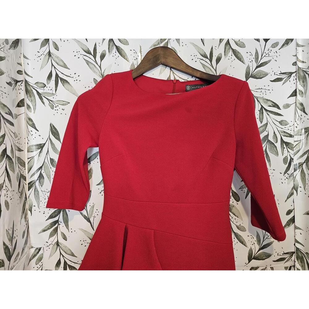 Alton Gray Dress Red Womens Size 8/10 with Peplum Detail